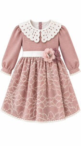 Kız Bebek Pudra Çiçekli Dantel Elbise